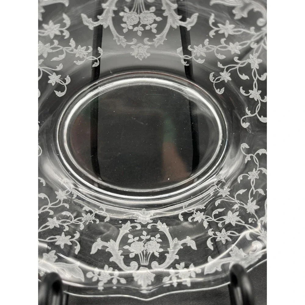 Fostoria Baroque Shape Sauce Bowl Meadow Rose Crystal